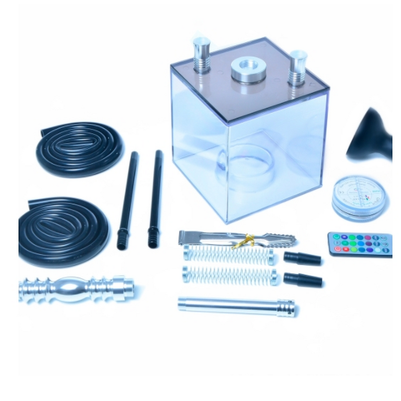 Hookah Set Manufacturer - Acrylic Double Pipe with Hose and LED Light