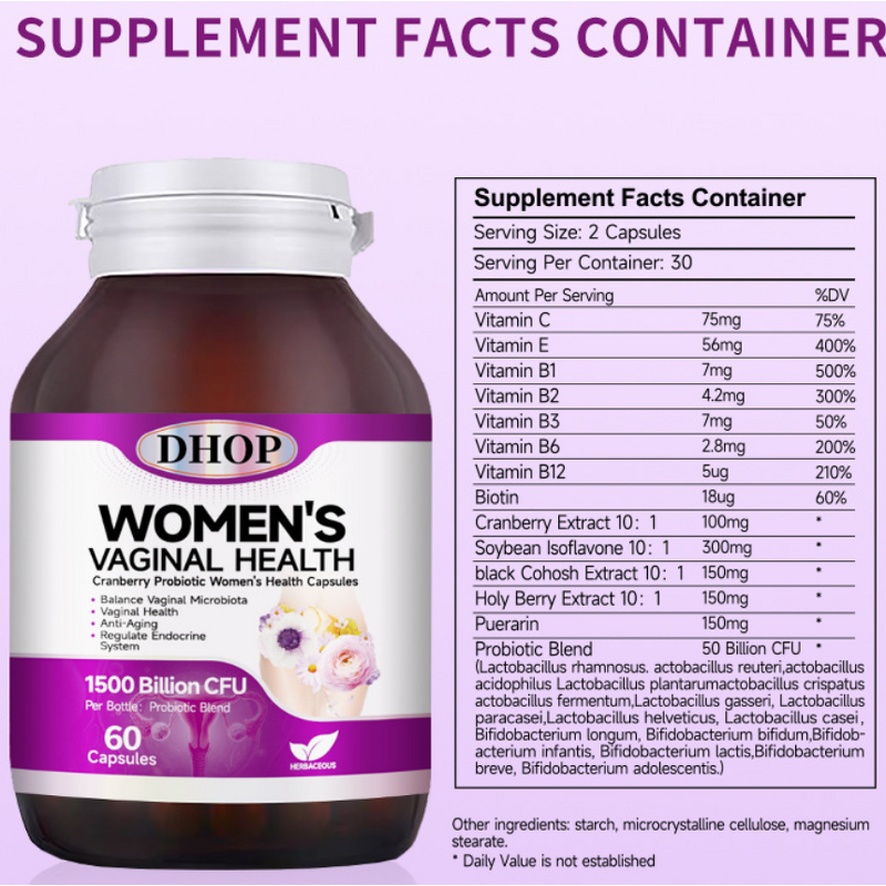Probiotic Capsules Manufacturer - 60 Count Dietary Supplement for Women's Feminine Wellness