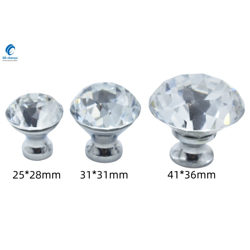 Crystal Knobs Manufacturer - OEM 30mm Glass Diamond Round Knobs for Cabinet