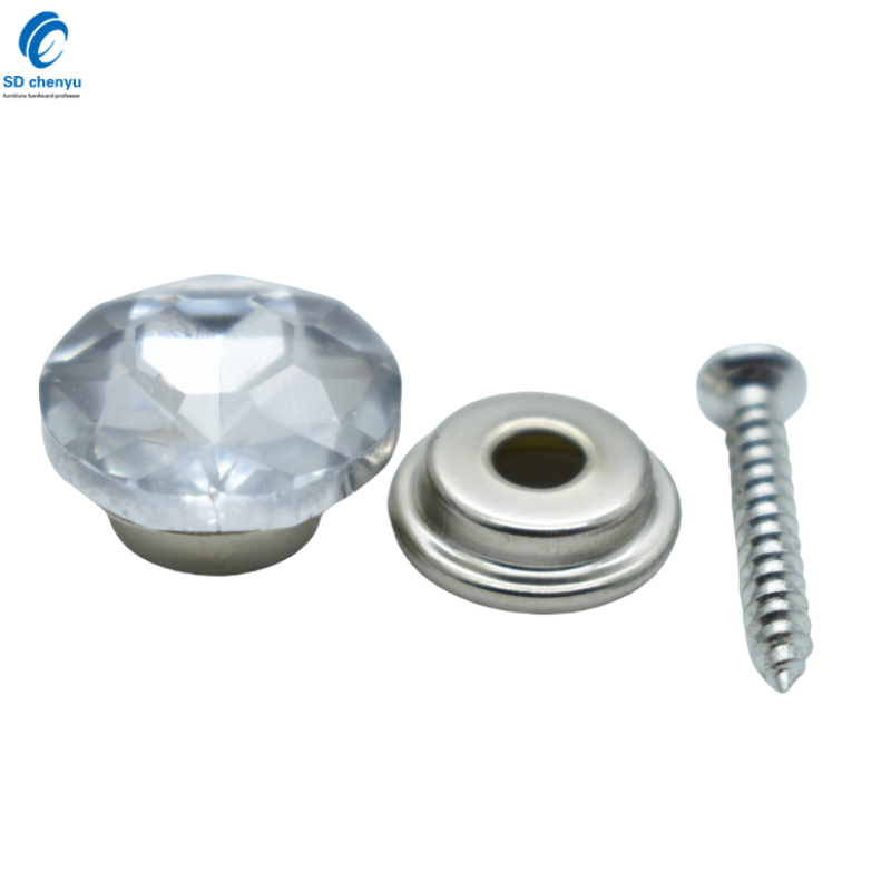 Glass Buttons Manufacturer - OEM 16mm Clear Furniture Buttons with Prongs
