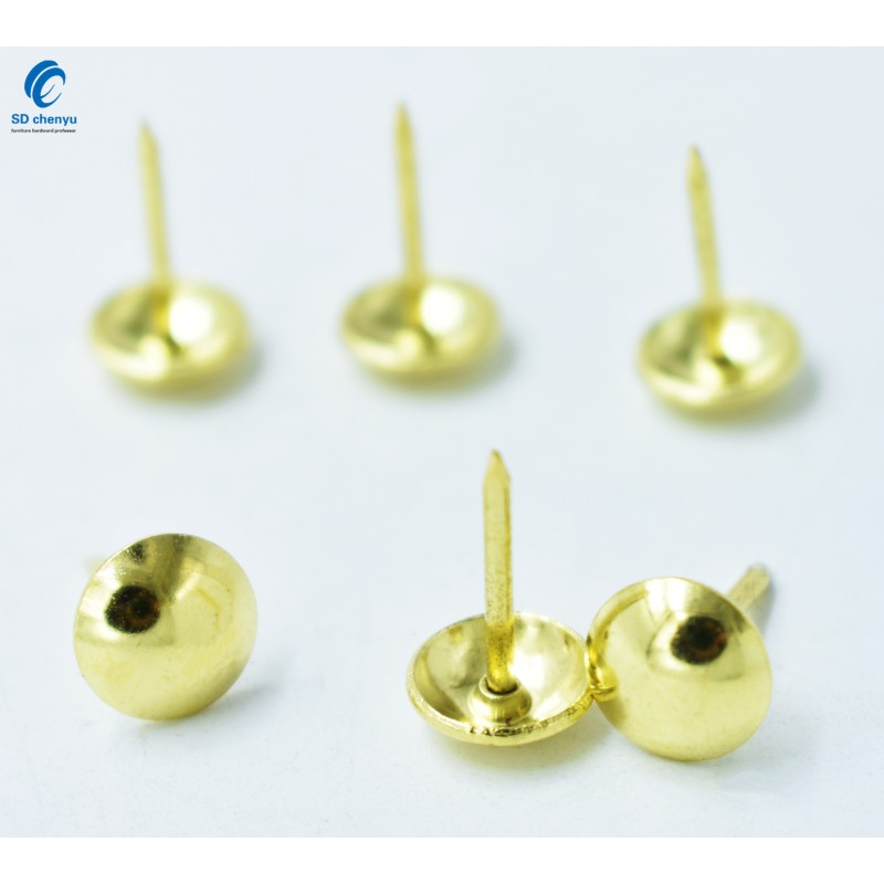 Upholstery Pins Manufacturer - OEM 9.5mm Iron Round Gold Nail Head Tacks