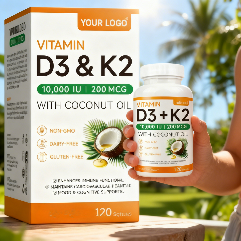 Vitamin D3 & K2 Softgel Capsules Manufacturer - 120 Count for Adult Immune & Bone Health