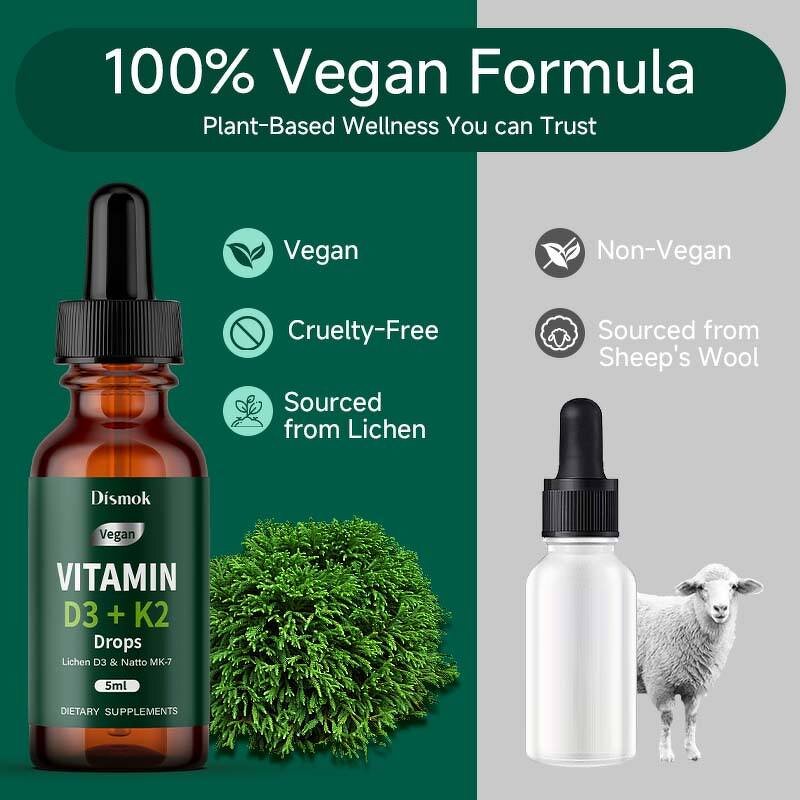 Vitamin D3 K2 Liquid Drops Manufacturer - Menaquinone-7 for Bone & Immunity Support