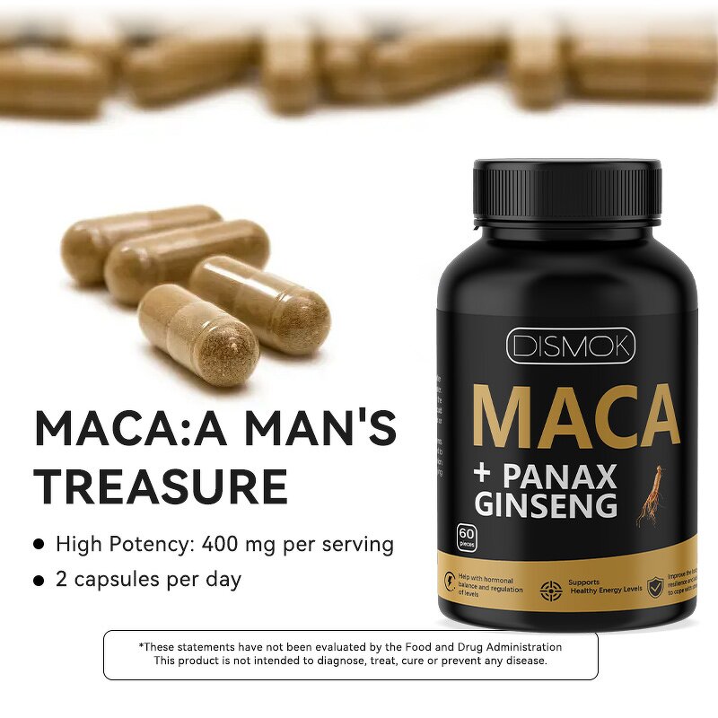 Black Maca Ginseng Capsules Manufacturer - 400mg Energy Supplement & Private Label