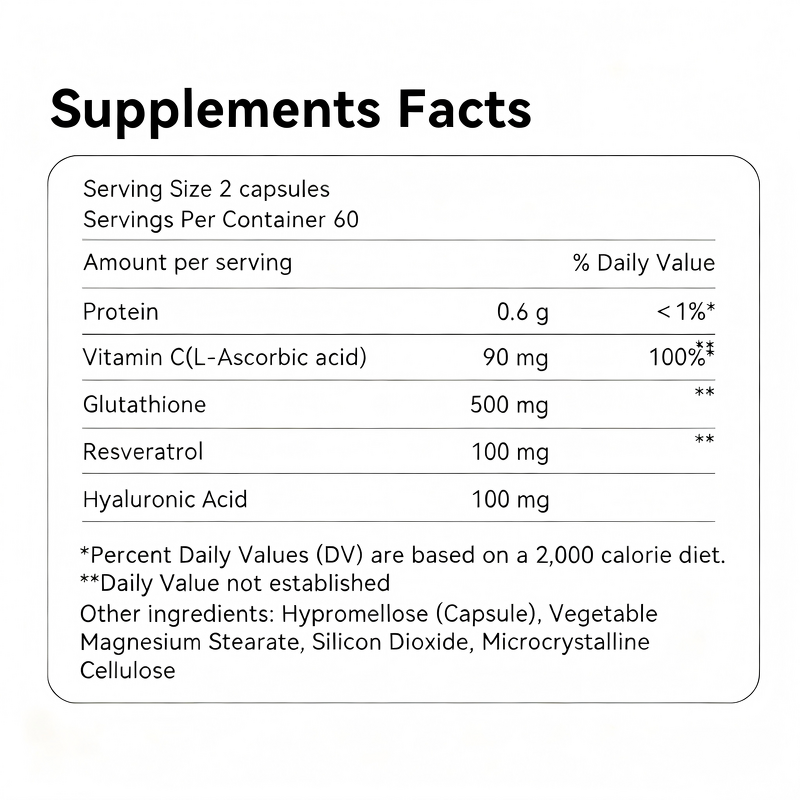 L-Glutathione Capsule Manufacturer - 500mg for Skin Beauty & Private Label