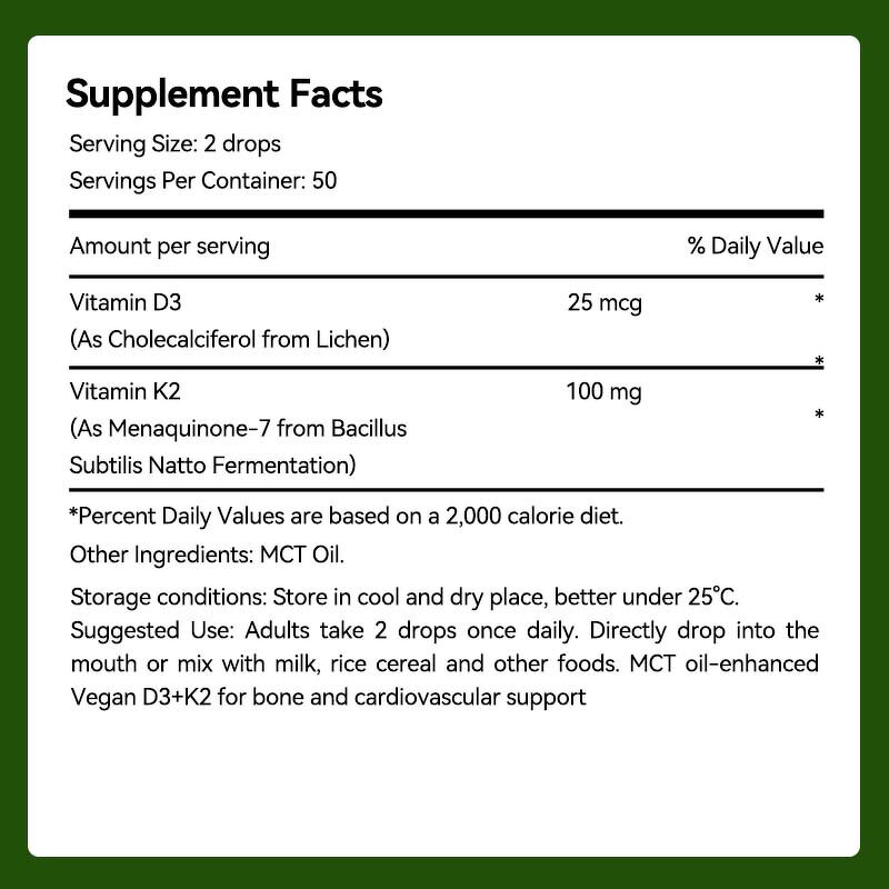 Vitamin D3 K2 Liquid Drops Manufacturer - Vegan Food Supplement with Magnesium