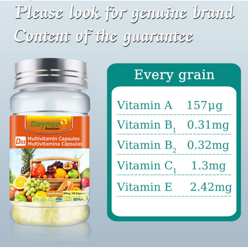 Multivitamin Softgel Capsules Manufacturer - 60 Capsules Fruit & Garlic Oil Supplement