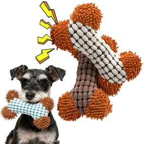 Plush Dog Chew Toy Manufacturer - Squeaky Bone Shaped for Small Medium Dogs