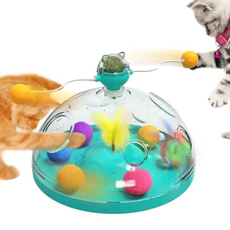 Catnip Turntable Toy Manufacturer - Interactive Cat Teaser with Luminous Ball