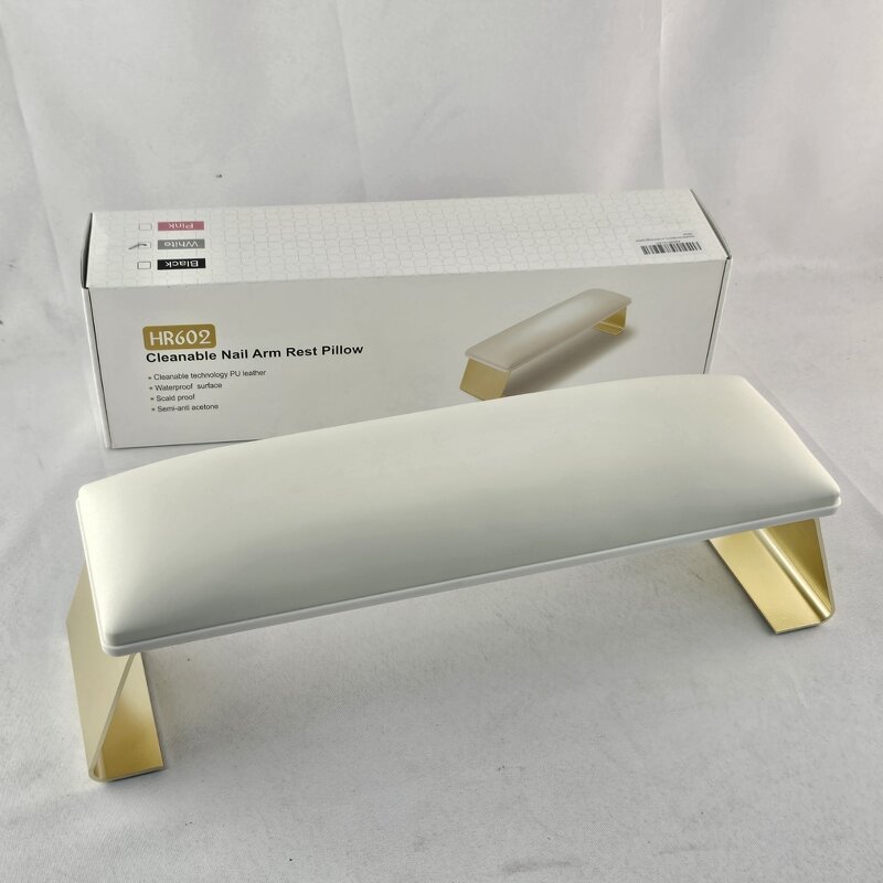 Nail Tech Arm Rest Manufacturer - Leather with Non-Slip Aluminum Legs & Cleanable