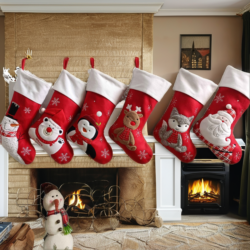 Christmas Stocking Manufacturer - Felt Snowman Pattern for Fireplace Hanging & Gift Bag