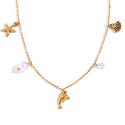Ocean Pendant Manufacturer - OEM 18K Gold Plated Marine Life Necklace