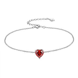 Sterling Silver Bracelet Manufacturer - OEM S925 Birthstone Heart Shape Chain