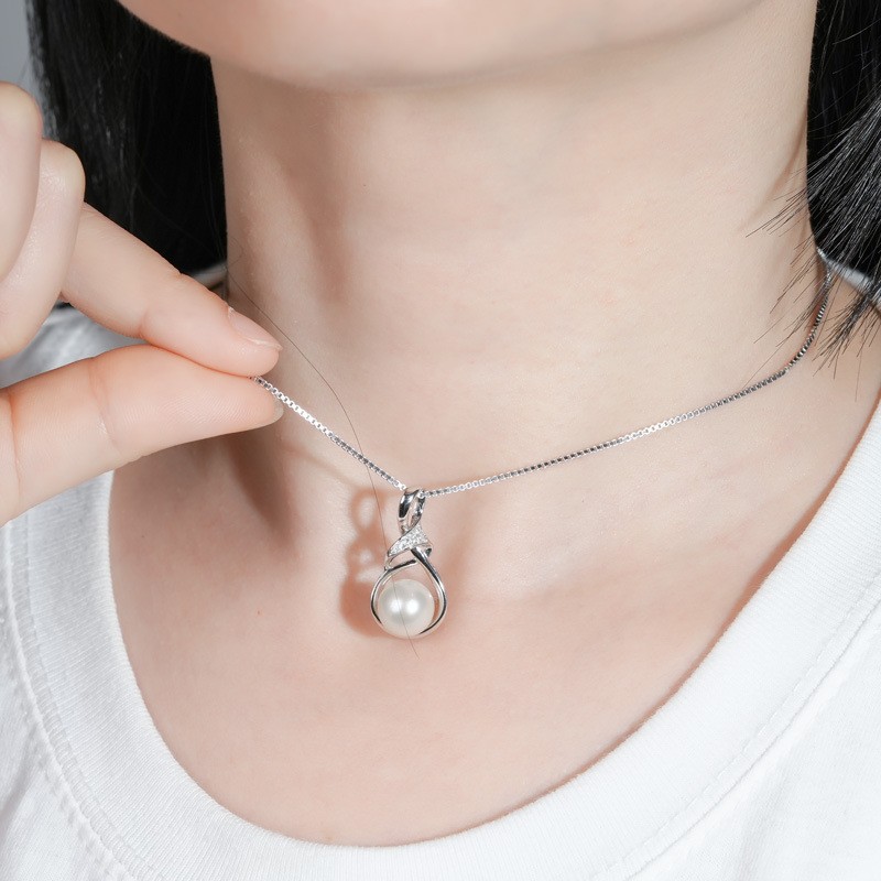 Sterling Silver Necklace Manufacturer - OEM 925 Shell Pearl Water Drop Zircon