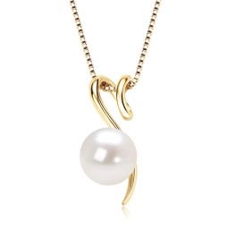 Sterling Silver Necklace Manufacturer - OEM 925 Geometric Curve Pearl Gold