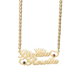 Name Necklace Manufacturer - OEM Custom Zircon Double Heart Stainless Steel