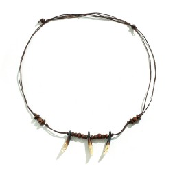 Father Necklace Manufacturer - OEM Wolf Tooth Wood Bead Necklace for Men