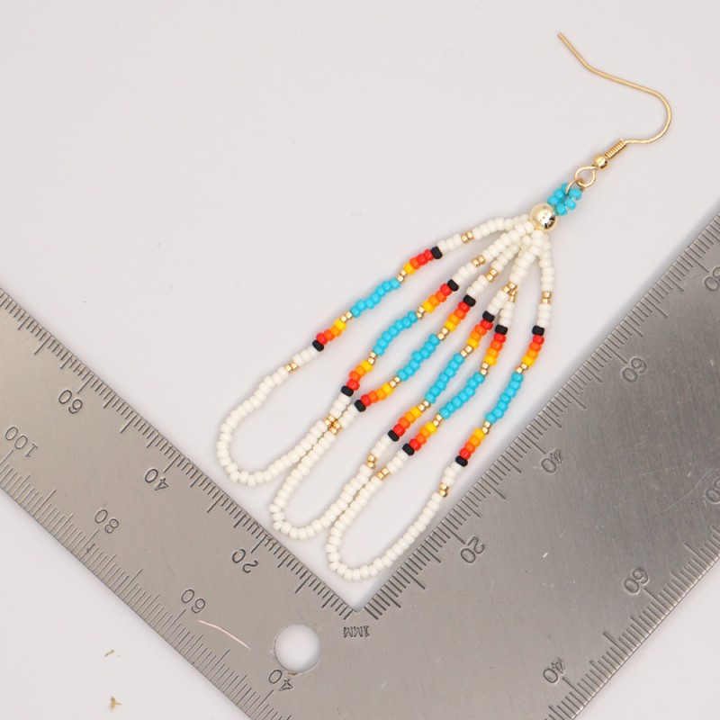 Beaded Earrings Manufacturer - OEM Long Tassel Seed Bead Chandelier