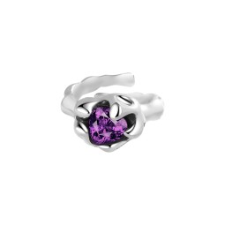 Sterling Silver Ring Manufacturer - OEM S925 Purple Zircon Heart Adjustable