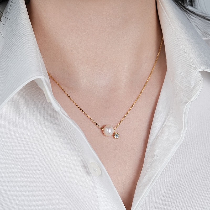 Sterling Silver Necklace Manufacturer - OEM 925 Vintage Shell Pearl Round Zircon