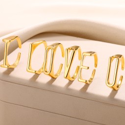 Letter Ring Manufacturer - OEM A-Z English Adjustable Gold Silver Ring
