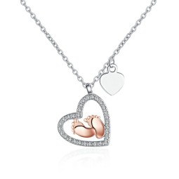 Heart Necklace Manufacturer - OEM 925 Baby Feet Pendant Mother's Gift
