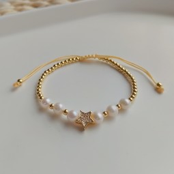 Woven Bracelet Manufacturer - OEM Synthetic Pearl Gold Pearl Moon Star