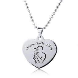 Father Necklace Manufacturer - OEM Geometric Heart Engraved Stainless Steel