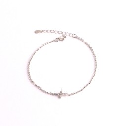 Sterling Silver Bracelet Manufacturer - OEM S925 Simple Zircon Cross Chain