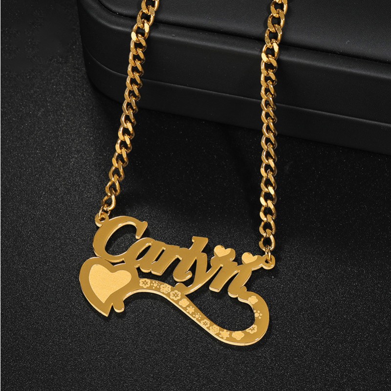 Name Necklace Factory - OEM Custom Heart Print Letter Stainless Steel