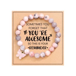 Mother Bracelet Factory - OEM Stainless Steel Pink Butterfly Synthetic