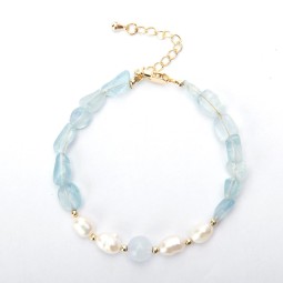 Woven Bracelet Factory - OEM Sweet Aquamarine Crystal Pearl Beads