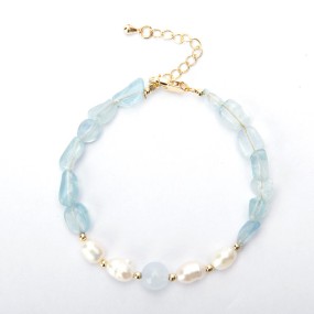 Woven Bracelet Factory - OEM Sweet Aquamarine Crystal Pearl Beads