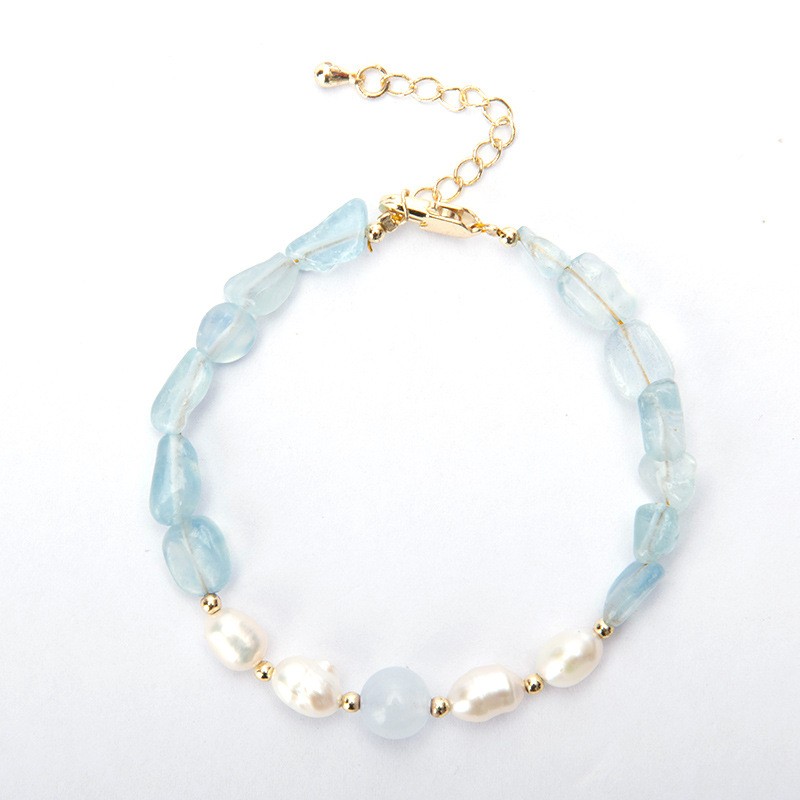 Woven Bracelet Factory - OEM Sweet Aquamarine Crystal Pearl Beads