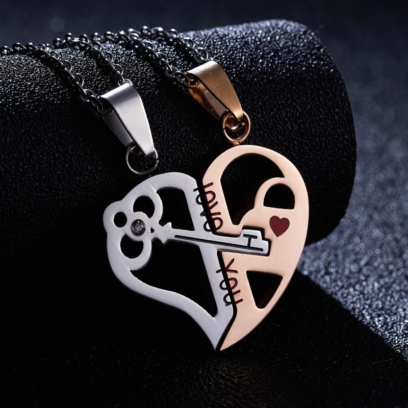 Couple Necklace Factory - OEM Stainless Steel Heart Geometric Key Jewelry