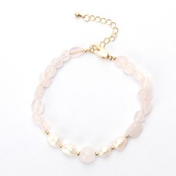 Woven Bracelet Factory - OEM Irregular Pearl Pink Crystal Beads