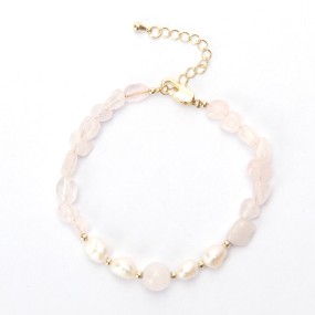 Woven Bracelet Factory - OEM Irregular Pearl Pink Crystal Beads