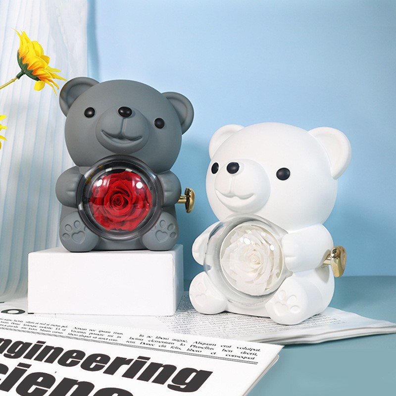 Preserved Rose Box Manufacturer - OEM Bear Rose Blooming Jewelry Box