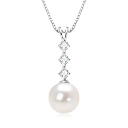 Sterling Silver Necklace Manufacturer - OEM 925 Square Zircon Pearl Pendant