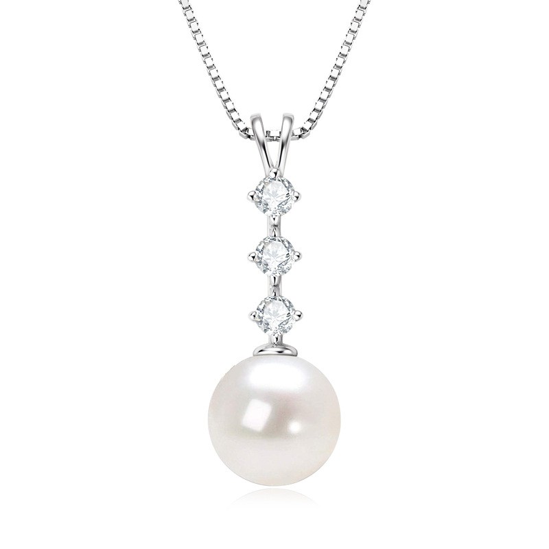 Sterling Silver Necklace Manufacturer - OEM 925 Square Zircon Pearl Pendant