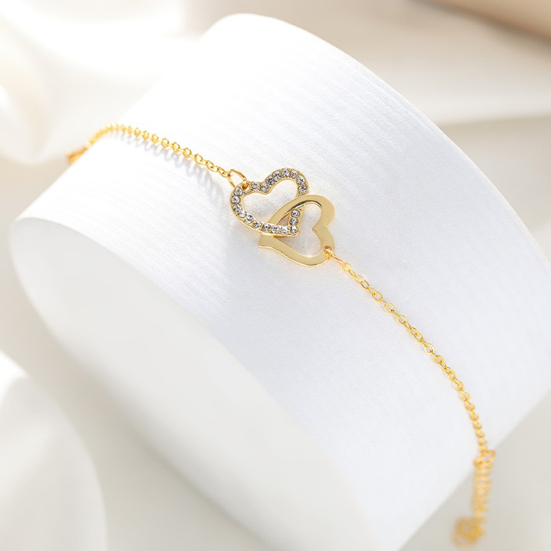 Sterling Silver Bracelet Factory - OEM S925 Zircon Double Heart Interlocking