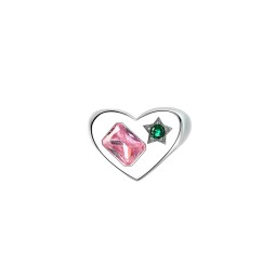 Sterling Silver Ring Manufacturer - OEM S925 Geometric Pink Green Zircon Heart