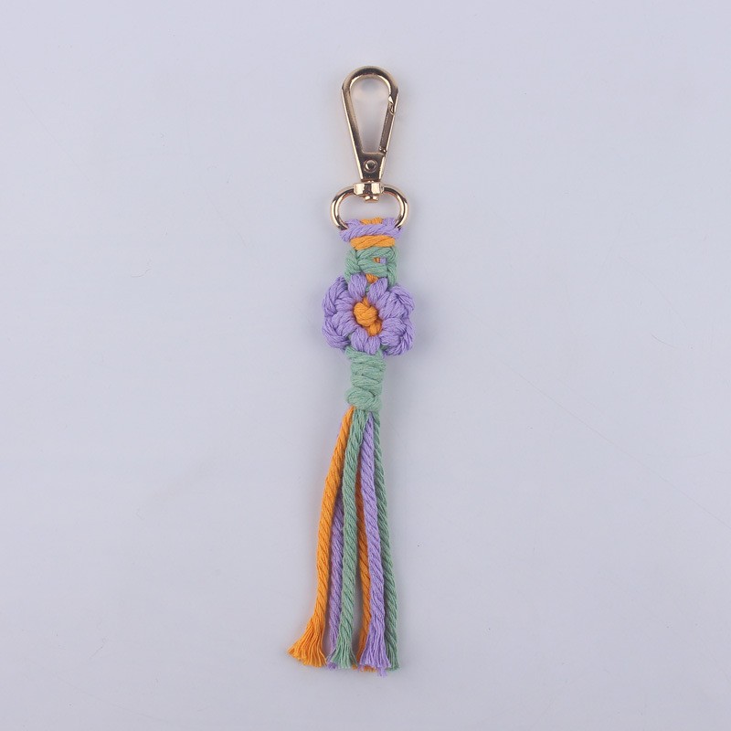 Keychain Manufacturer - OEM Hand-woven Cotton Cord Flower Pendant