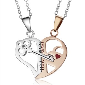 Couple Necklace Factory - OEM Stainless Steel Heart Geometric Key Jewelry