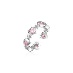 Sterling Silver Ring Manufacturer - OEM S925 Sweet Pink Heart Zircon Ring