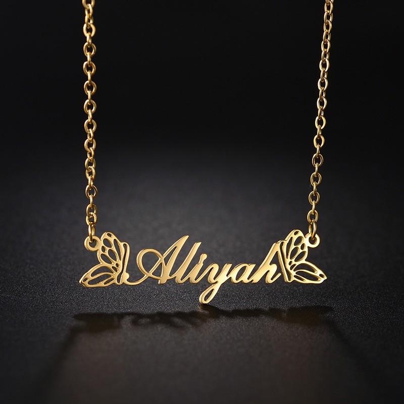 Name Necklace Manufacturer - OEM Custom Butterfly Letter Name Stainless Steel