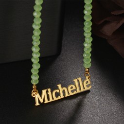 Name Necklace Factory - OEM Custom Crystal Beaded Letter Stainless Steel