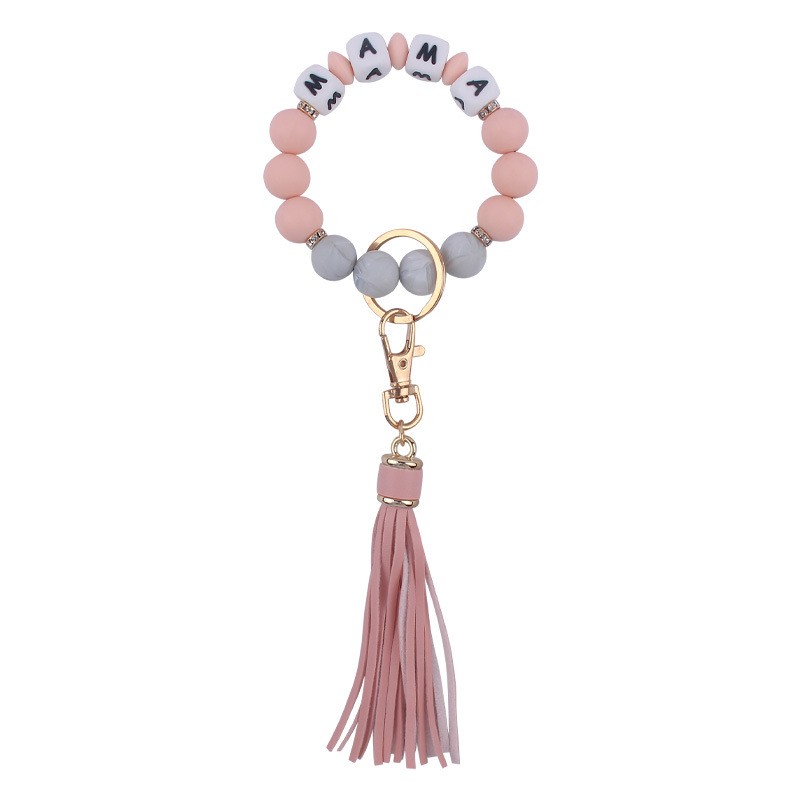 Keychain Manufacturer - OEM Colorful Beads Leopard MAMA Fringe