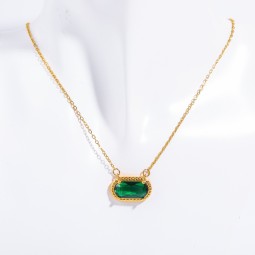 Stainless Steel Necklace Factory - OEM Birthstone Zircon Opal Pendant