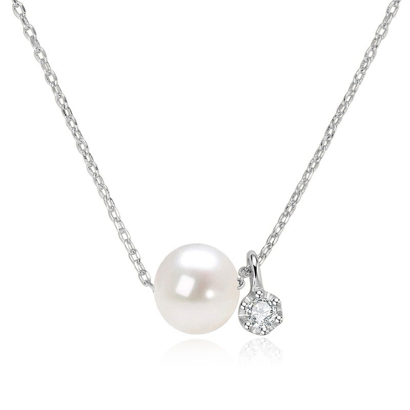 Sterling Silver Necklace Manufacturer - OEM 925 Vintage Shell Pearl Round Zircon